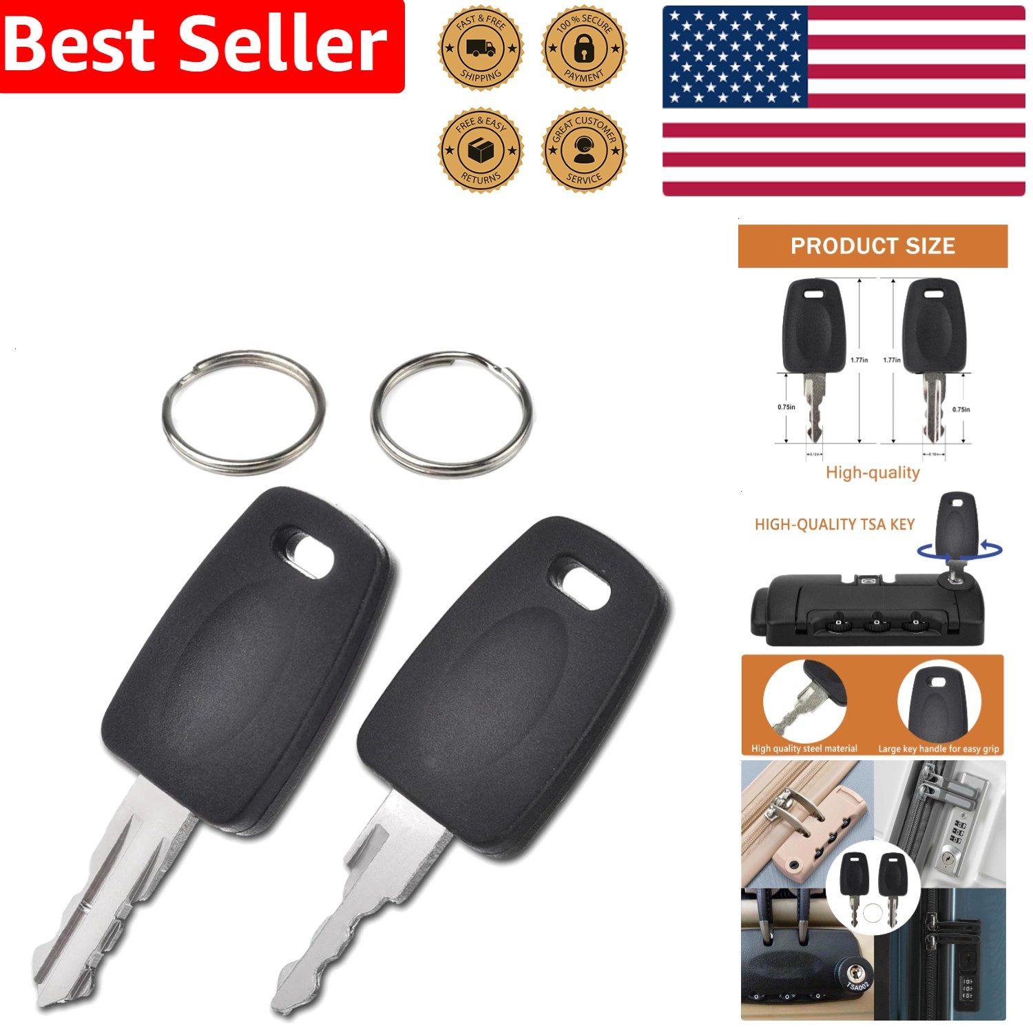 Emergency TSA Key 002 007 Master Lock Combination Bypass Solution Durable Steel