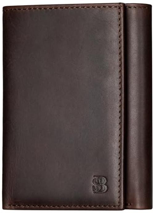 Trifold Wallet for Men – RFID Blocking Full Grain Leather, Texas Brown Denver