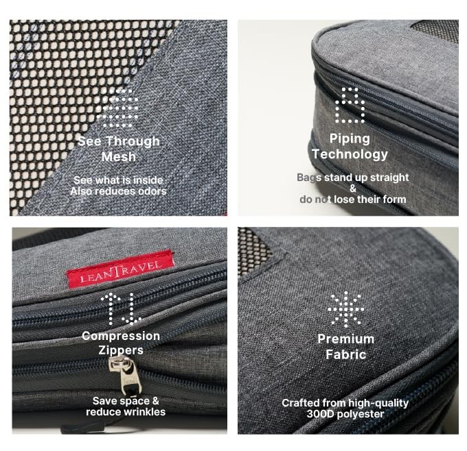 Leantravel Premium Compression Packing Cubes For Travel – Suitcase Organizer