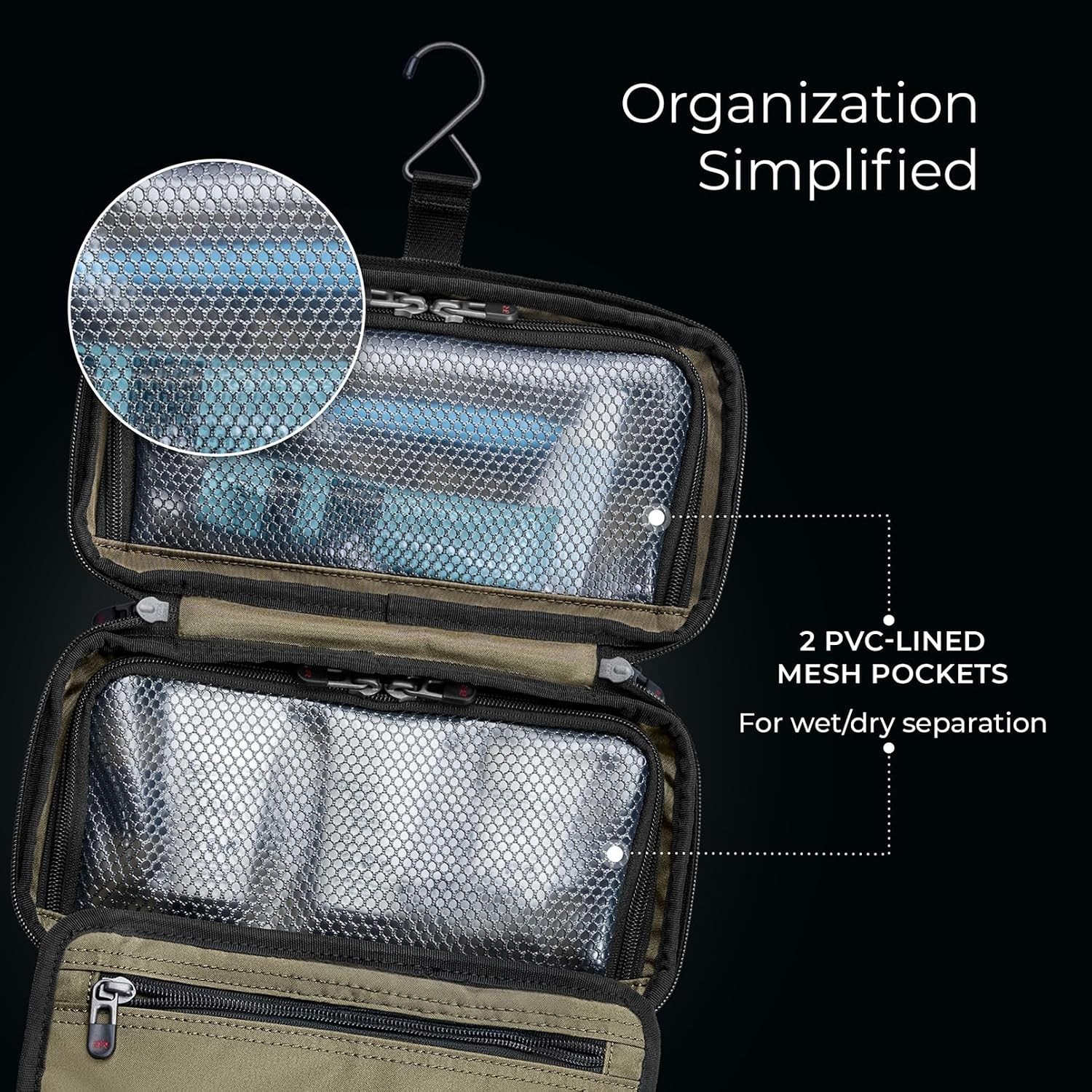 Spacious Dual Compartment Dopp Kit – ZDX Hanging Toiletry Organizer for Travel