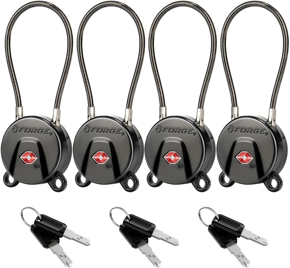 TSA Approved Luggage Locks Keyed Alike, TSA006 Dimple Key Cable Locks for Luggag
