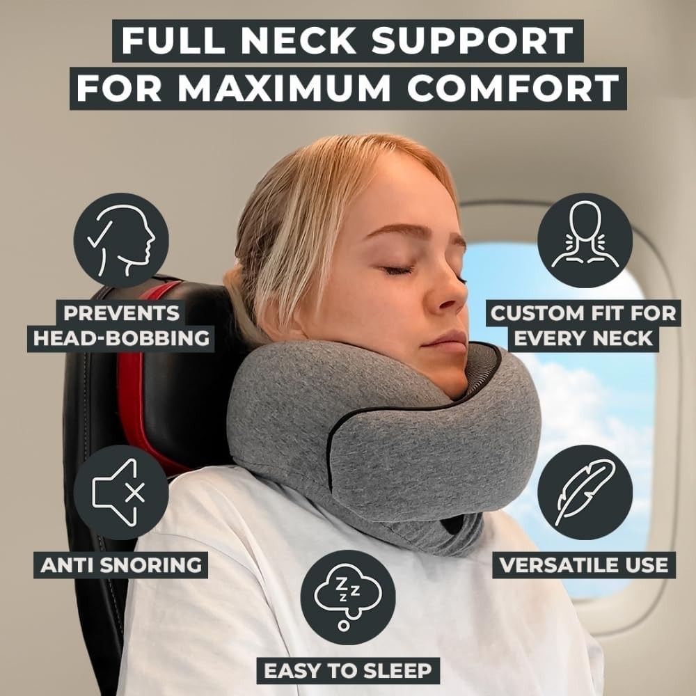 Travel Neck Pillow Memory Foam Support Compact Portable Ergonomic