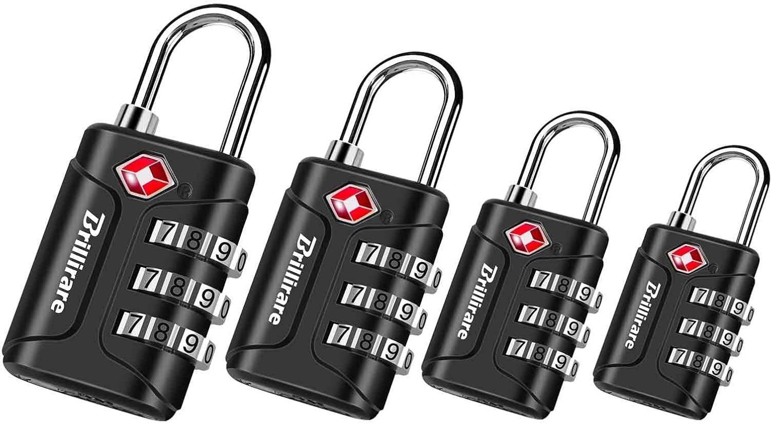 4 Pack TSA Approved Luggage Locks, Combination Travel Padlock, 3-Digit Waterproo