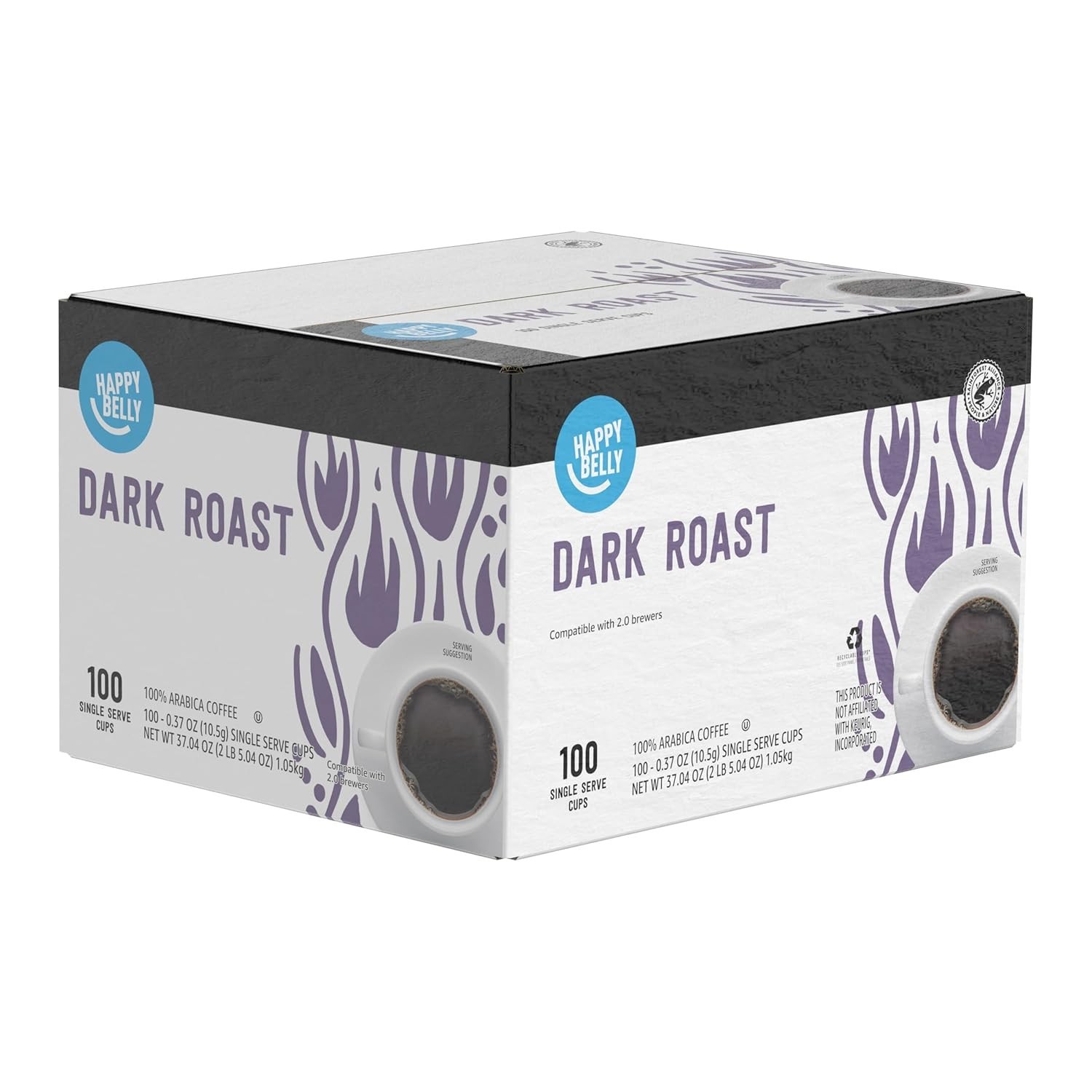Happy Belly Dark Roast Coffee Pods, Compatible with Keurig 2.0 K-Cup Brewers 100