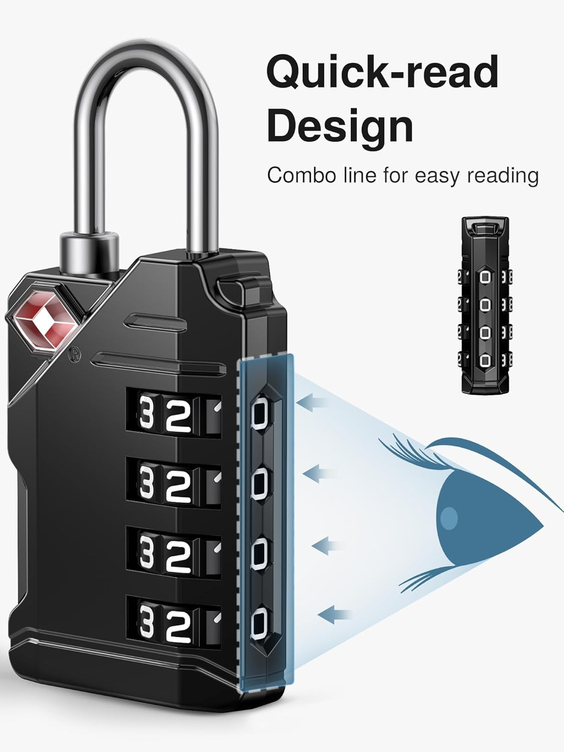 Puroma TSA Approved Travel Luggage Locks, 2 Pack Black 4 Digit Resettable Combin