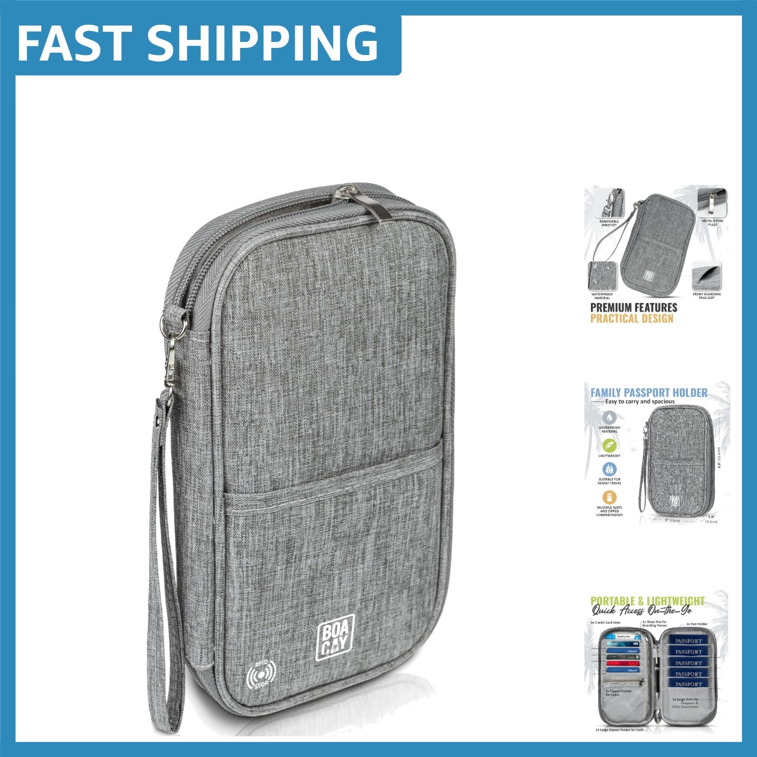 Modern Waterproof RFID Passport Holder for Travel – Fits Cards & Money Securely