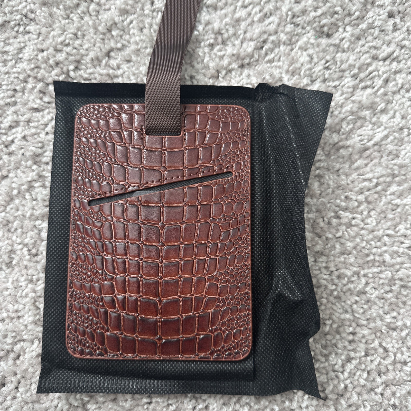 Tote and Carry Crocodile Passport Holder Brown Genuine Leather