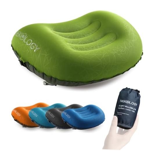 Ultralight Inflatable Camping Travel Pillow – ALUFT 2.0 Compressible, Green