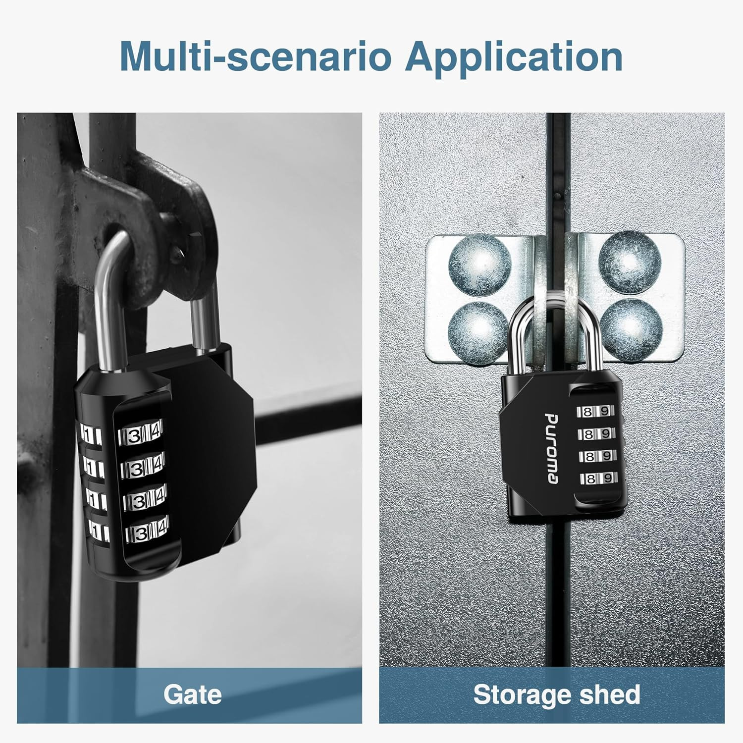 Combination Lock 4 Digit Padlock 2 Pack Gym School Locker Fence Gate Waterproof