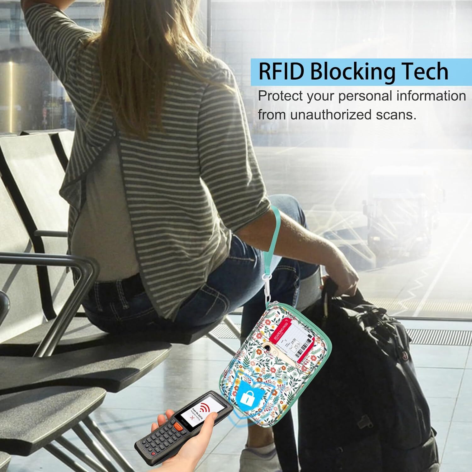 Family Passport Holder Wallet RFID Blocking Travel Document Organizer Clutch Bag