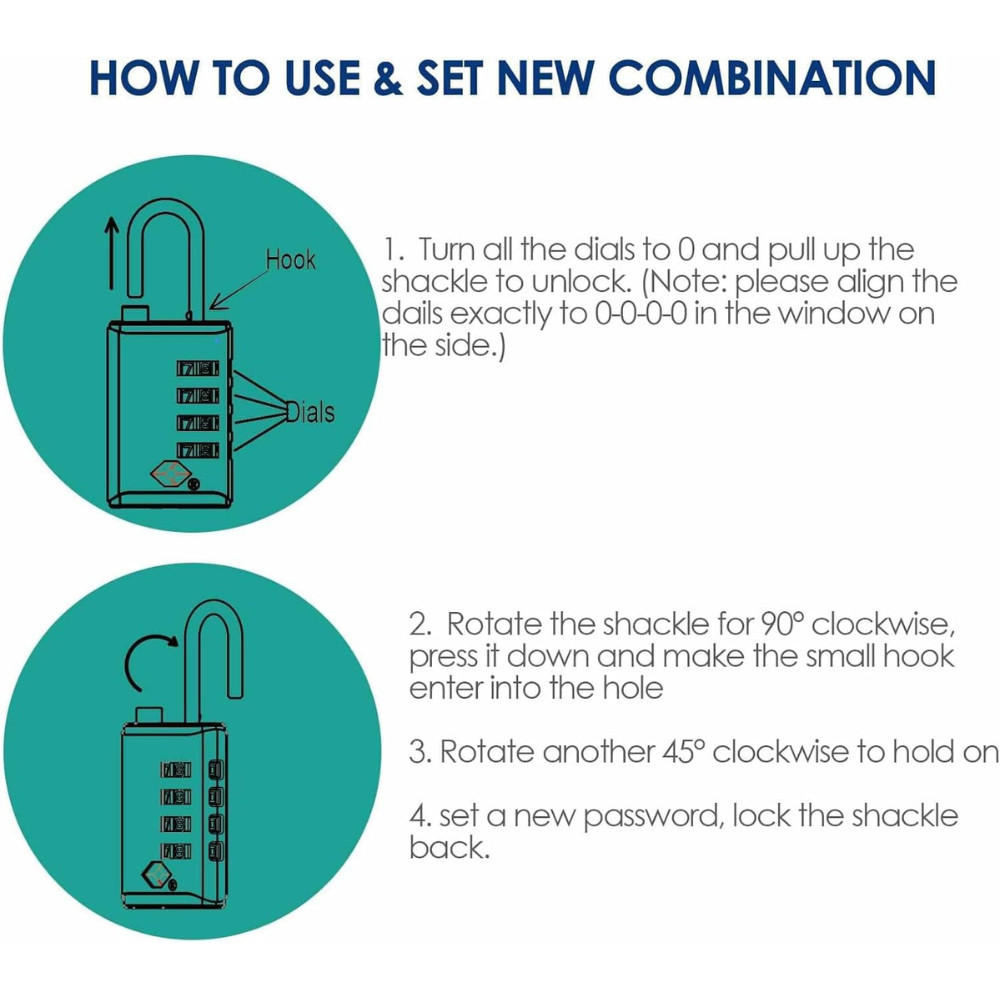 4 Pack TSA Approved Travel Luggage Locks 4-Digit, Open Alert Suitcase Combinatio