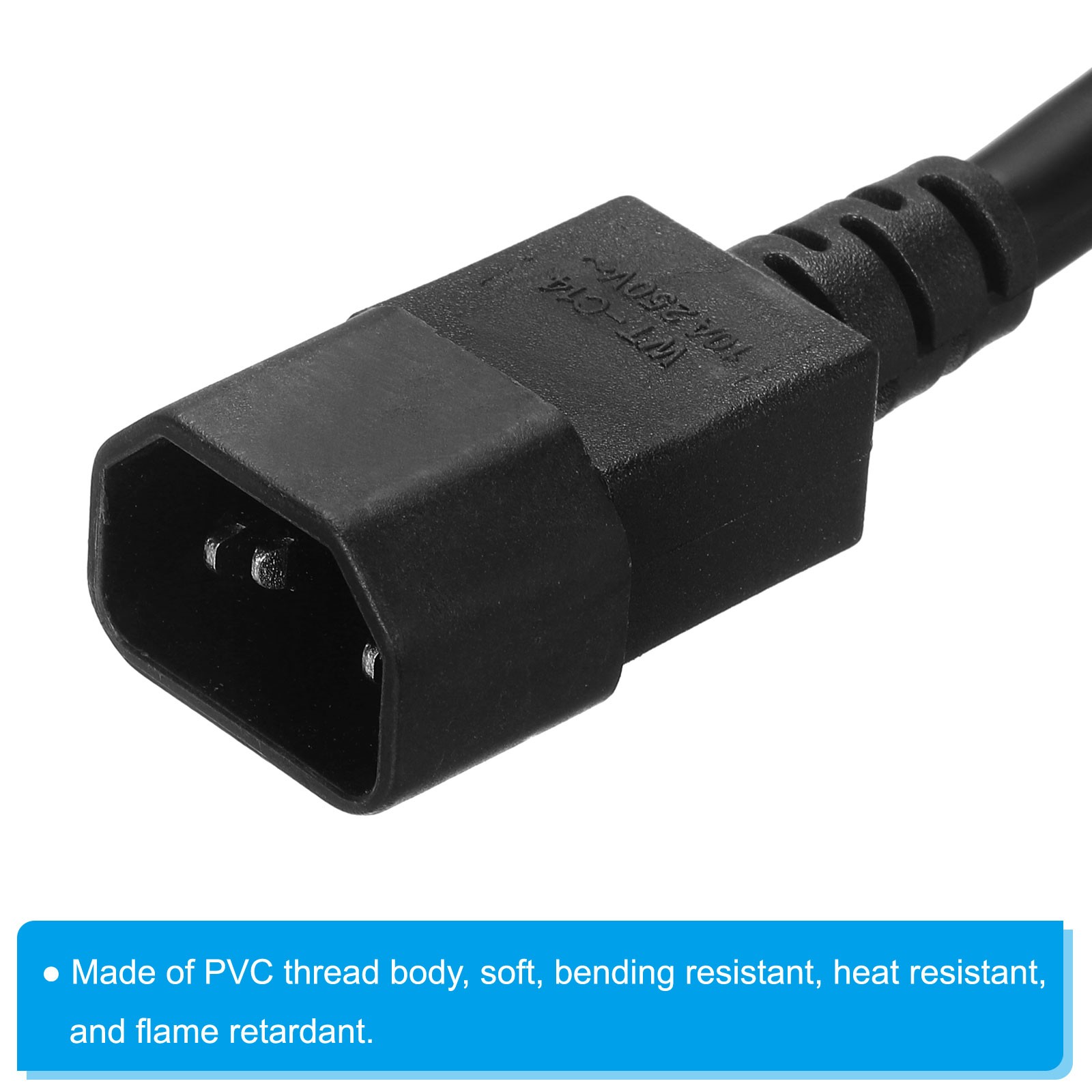 AC Power Cord 3 Prong C14 Male to C19 Female 2.5mm2 2m 6.6Ft 250V 10A 16A