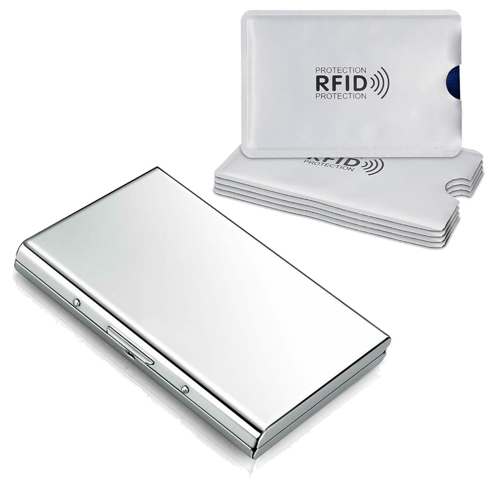 Metal Wallet Stainless Steel Credit Card Holder RFID Blocking Sleeves Protection