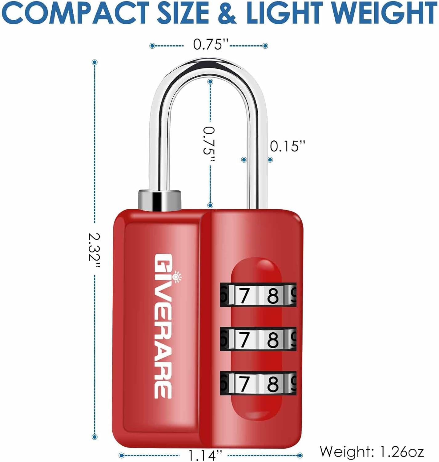 4 Pack Combination Lock, 3-Digit Padlock Keyless, Resettable Luggage Locks for B