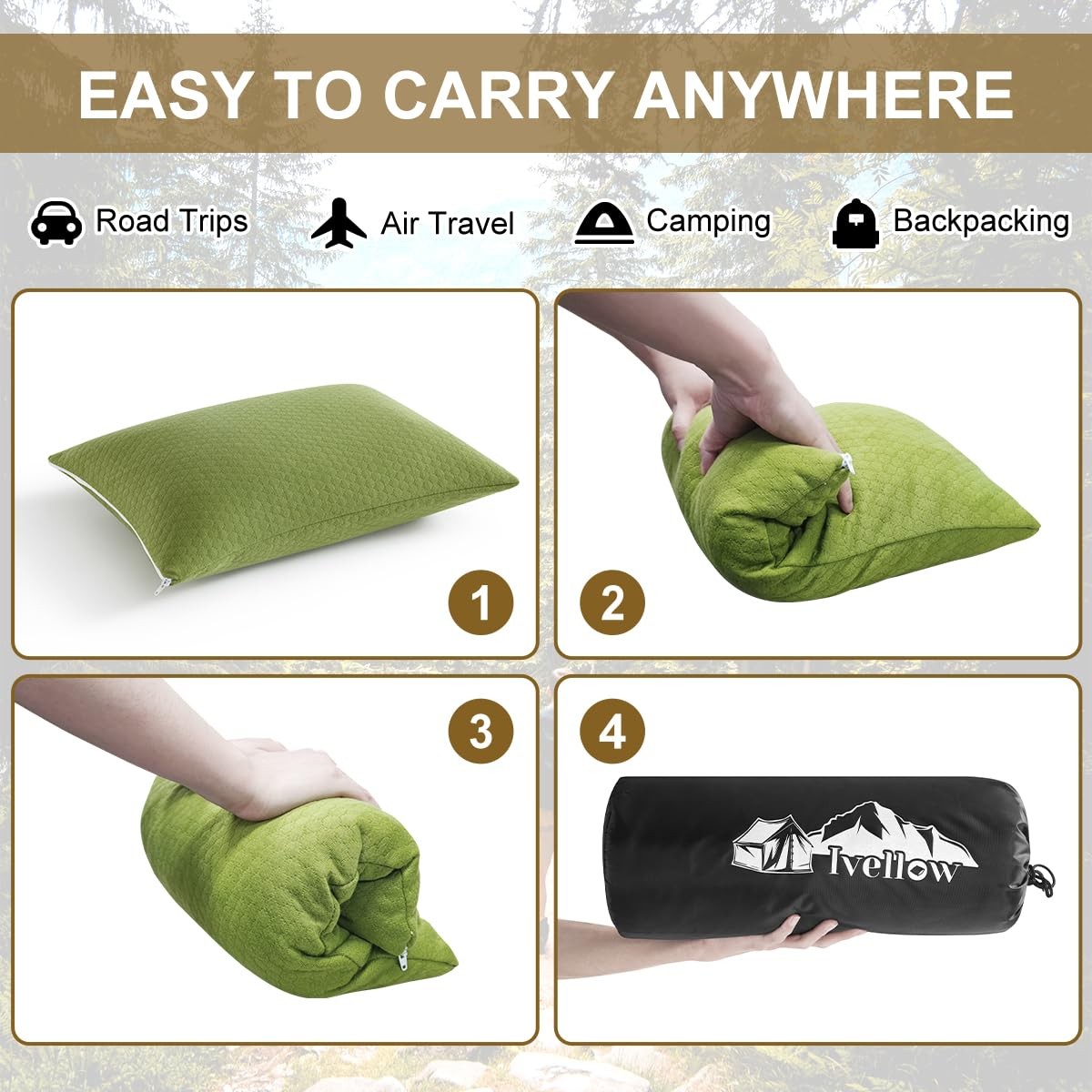 Lightweight Memory Foam Travel Pillow – Hypoallergenic, Breathable for Travel