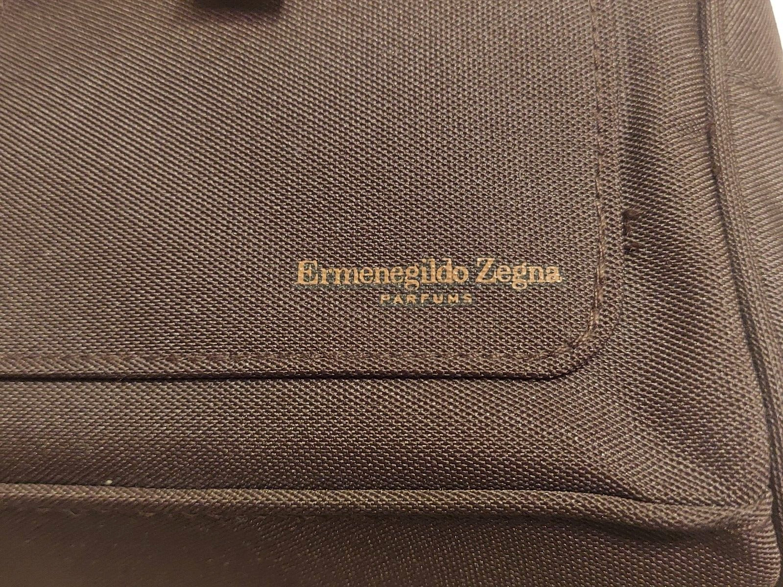 ERMENEGILDO ZEGNA Brown nylon canvas Travel Toiletry Shower tote bag
