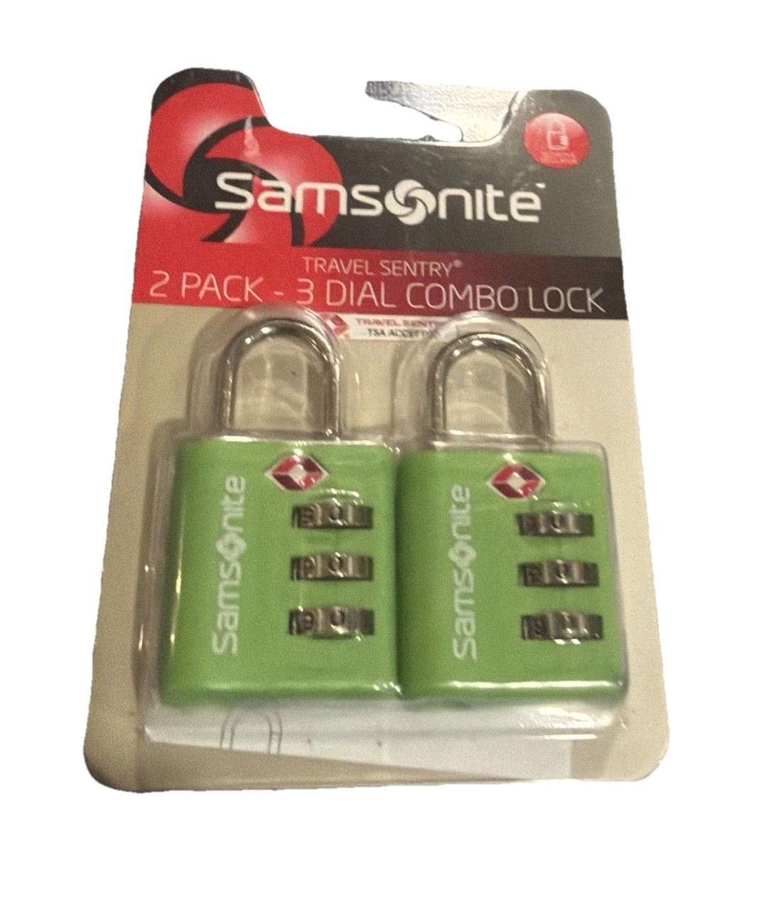 New Samsonite Travel Sentry 2 Pack Green 3 Dial Combination Locks New