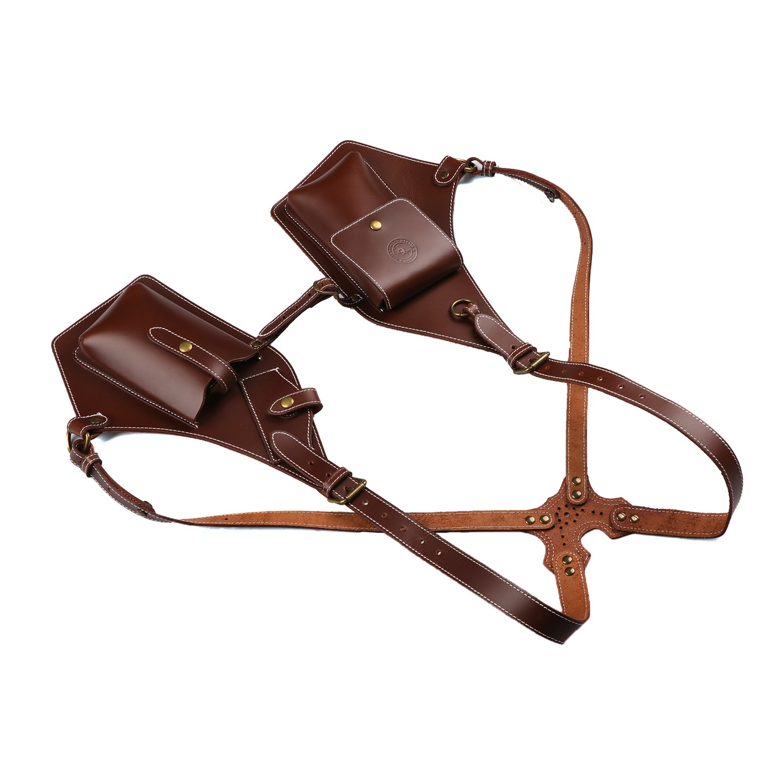 TOURBON Leather Men Carry Harness Underarm Holster Phone Pistol Pouch Suspenders