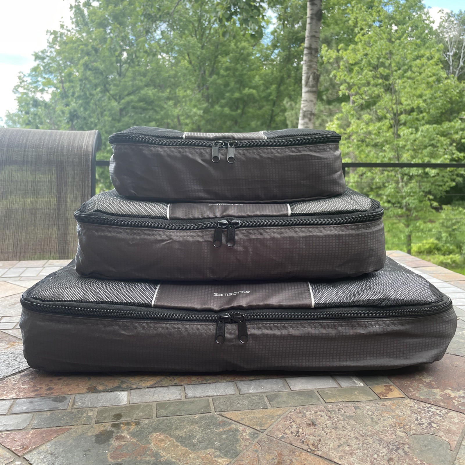 Samsonite Packing Cubes – Set Of 3 – Black & Grey Organizer Travel Storage VGUC
