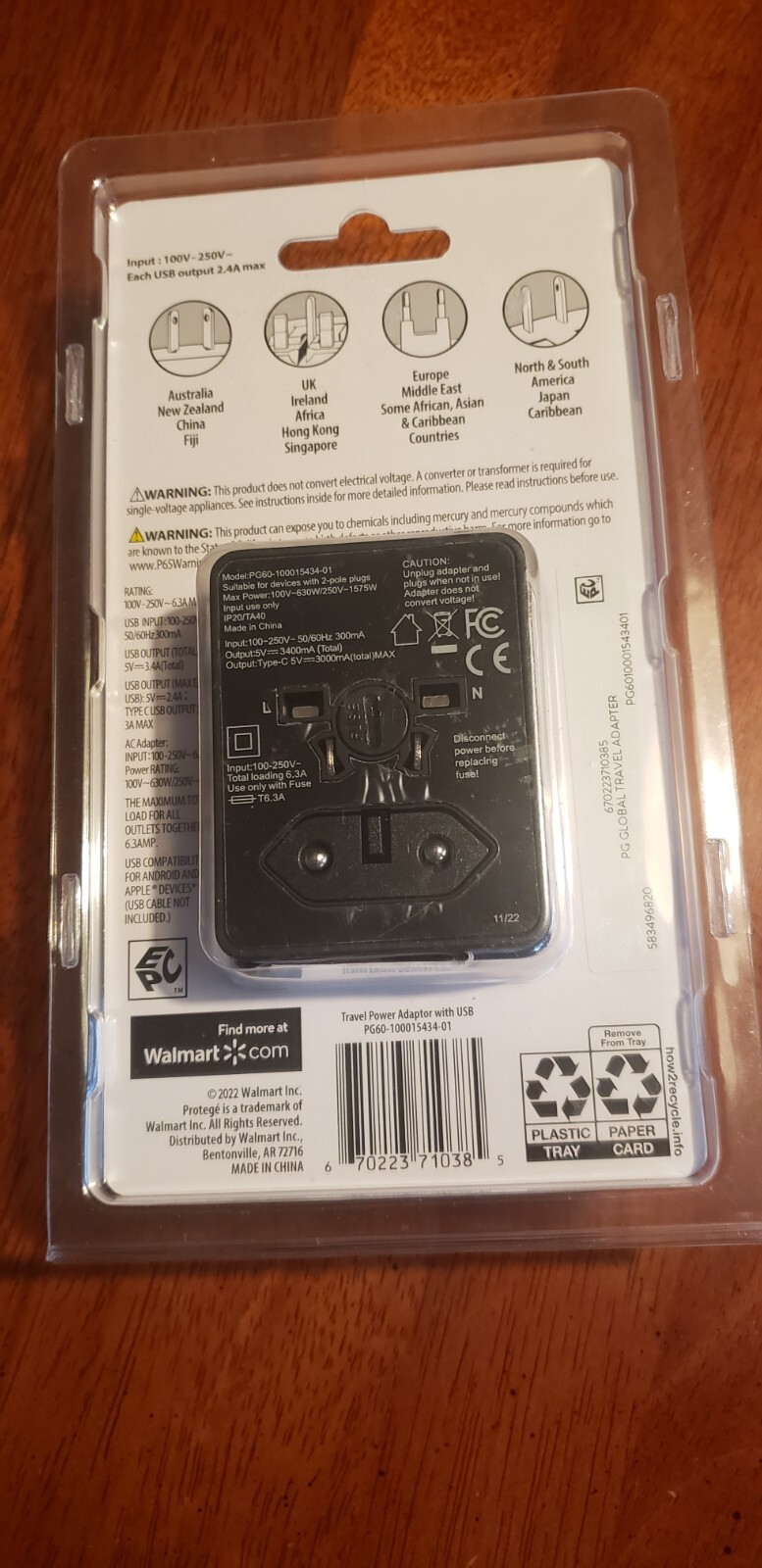 New Protégé Travel Power Adaptor With USB