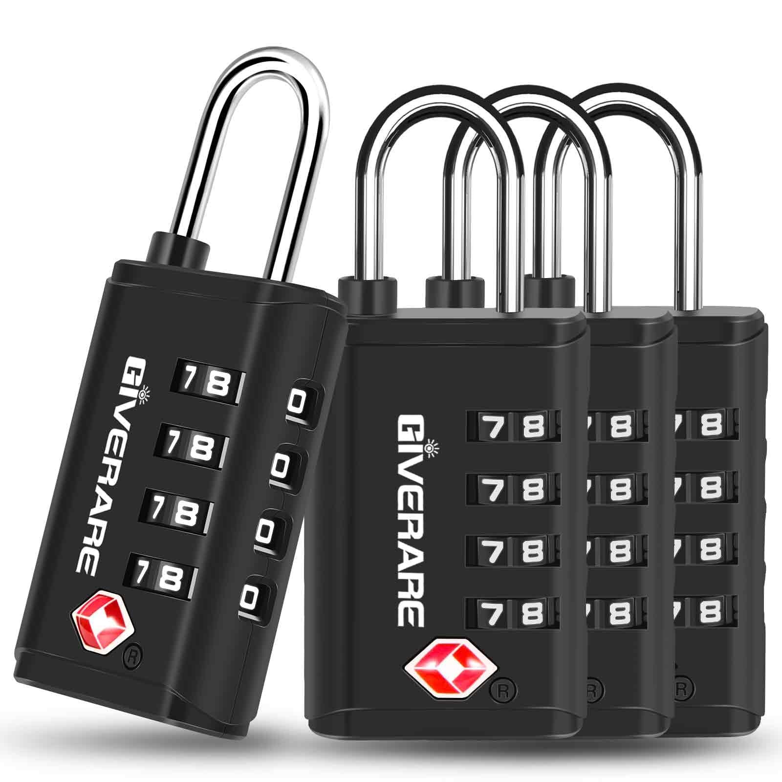 4 Pack TSA Approved Travel Luggage Locks 4-Digit, Open Alert Suitcase Combinatio