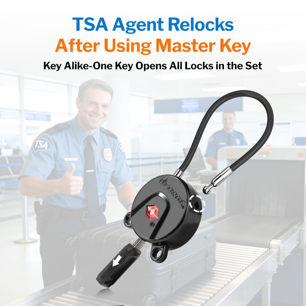 TSA Approved Luggage Locks Keyed Alike, TSA006 Dimple Key Cable Locks for Lug…