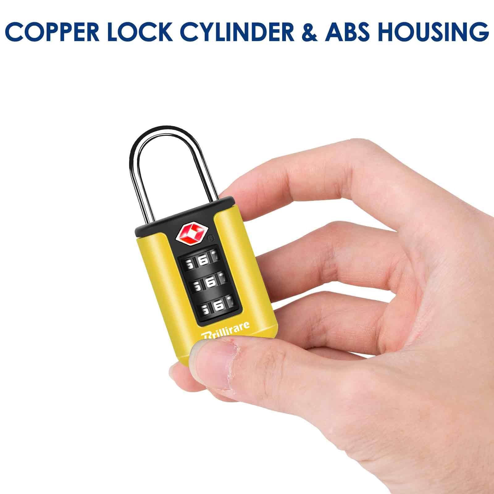 BRILLIRARE 2 Pack TSA Approved Luggage Locks, Combination 2 Pack-Yellow