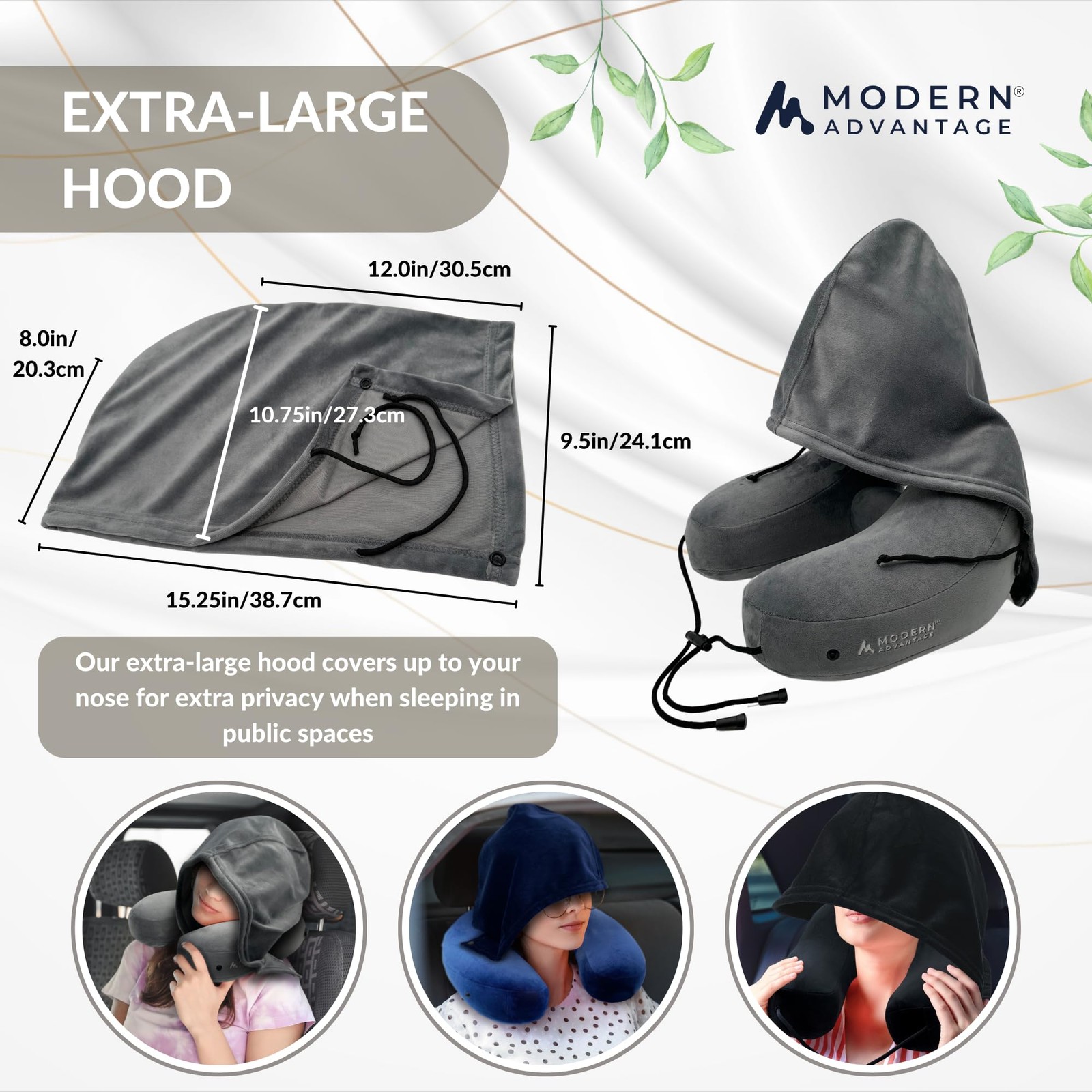 Modern Advantage Inflatable Travel Pillow for Airplanes with Comfort Hood, Ad…