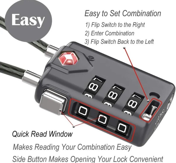 SURE LOCK TSA Compatible Travel Luggage Locks, Inspection Indicator 2 Pack Black