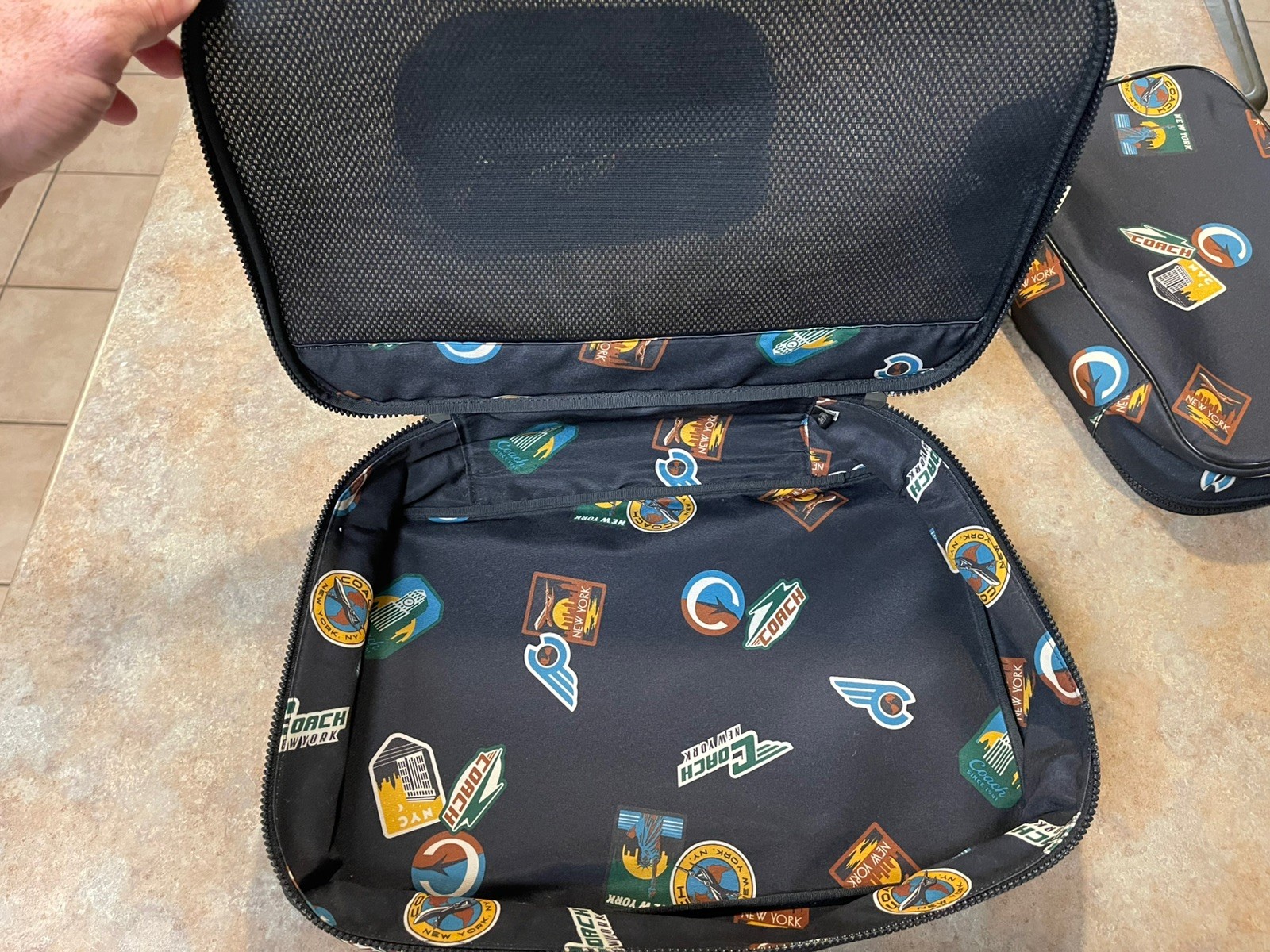 AUTHENTIC COACH BLACK TRAVEL PATCHES NYLON PACKING CUBES #1287 UNISEX