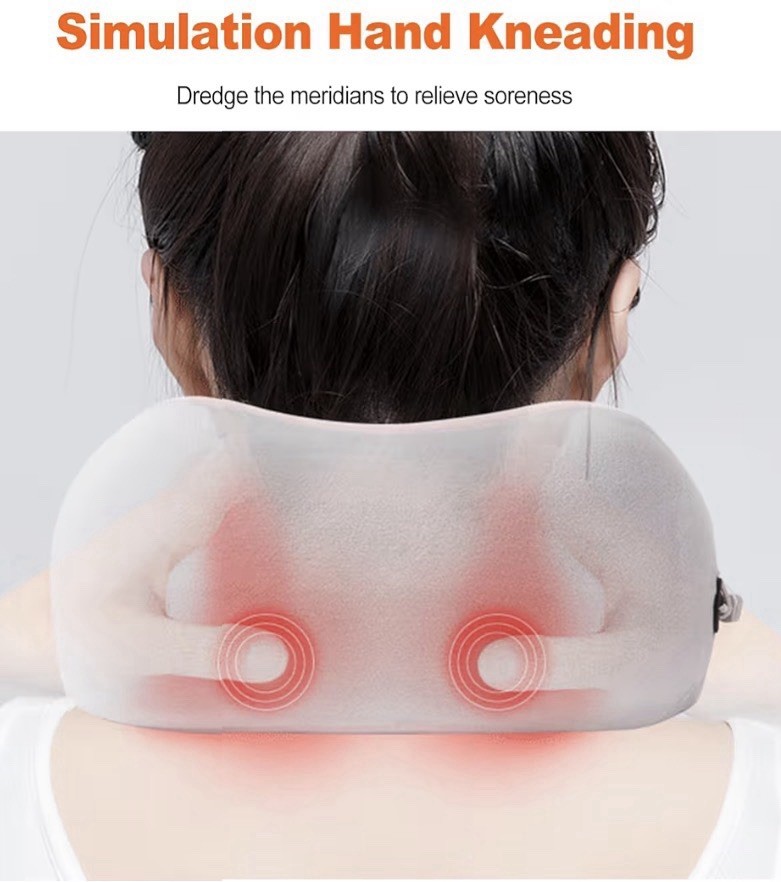 USB Massaging Neck Pillow Cordless & Rechargeable Vibration Modern Expressions