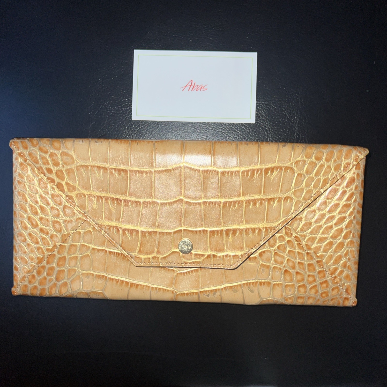 Vintage ABAS Alligator Leather Travel Wallet Organizer Excellent -original card