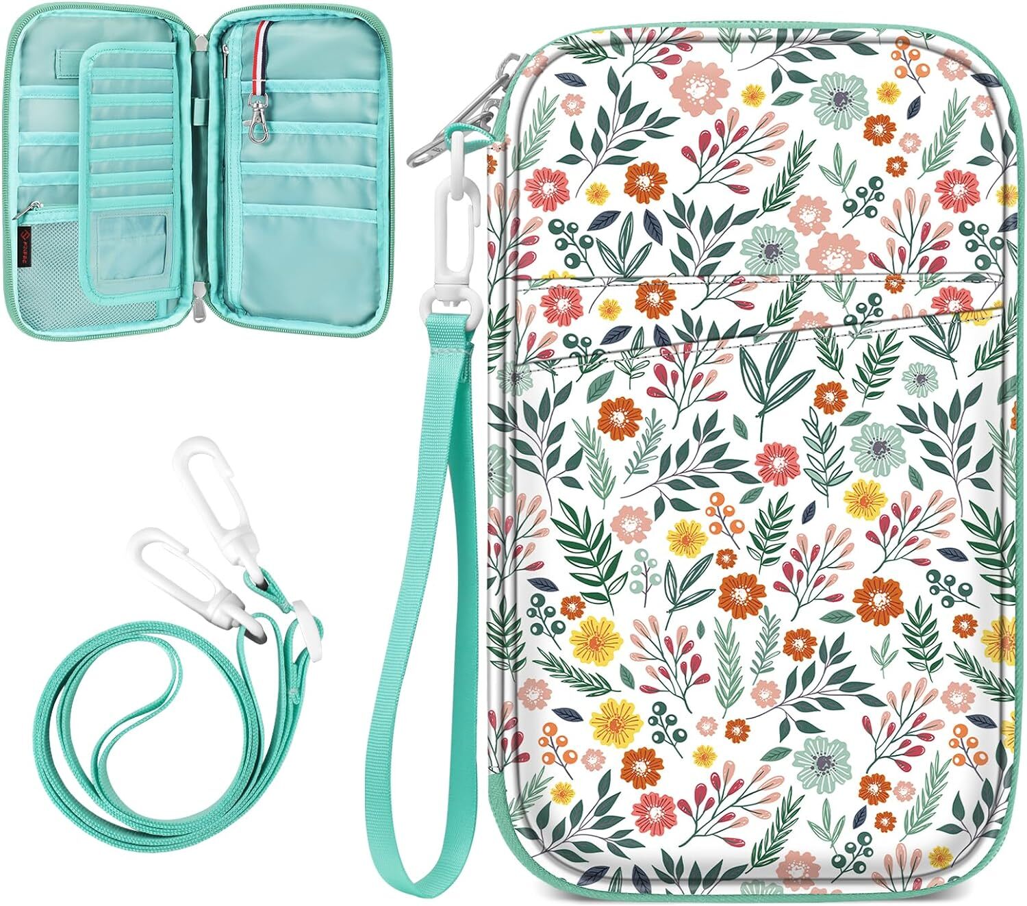 Family Passport Holder Wallet RFID Blocking Travel Document Organizer Clutch Bag