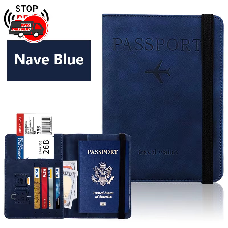 1pc Passport Holder PU Travel Wallet RFID Blocking Cover Case Unisex *