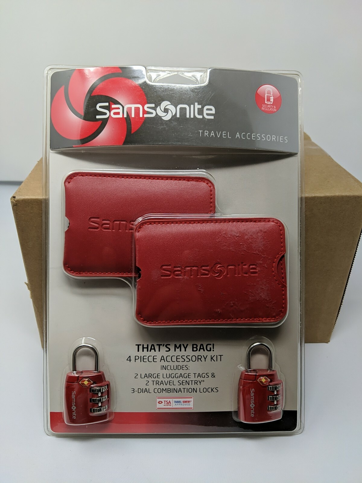 Red Samsonite 4 Piece Travel Security Accessory Kit for Luggage Air Travel 🛩✈️