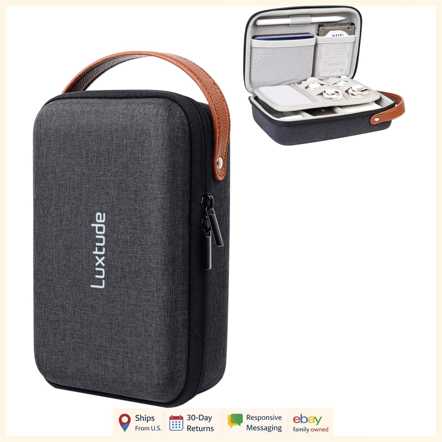 Small Hard Shell Organizer for Electronics, Travel Essentials, and Accessories