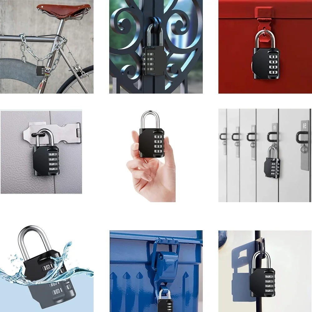 1pc 4 Digit Combination Padlock Resettable Waterproof Heavy Duty Lock Outdoor Us