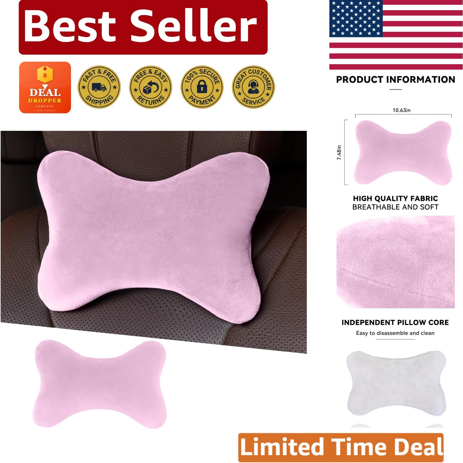 Portable Universal Fit Memory Foam Neck Pillow – Comfort and Style for Drivers