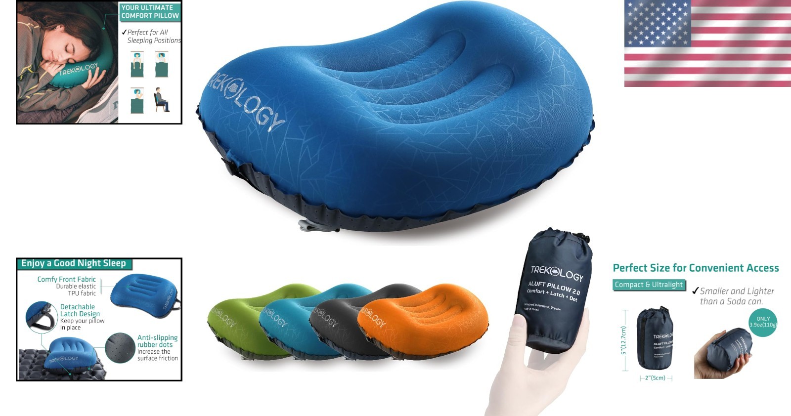 Compact ALUFT 2.0 Travel Pillow – Inflatable, Ergonomic Comfort for Outdoors
