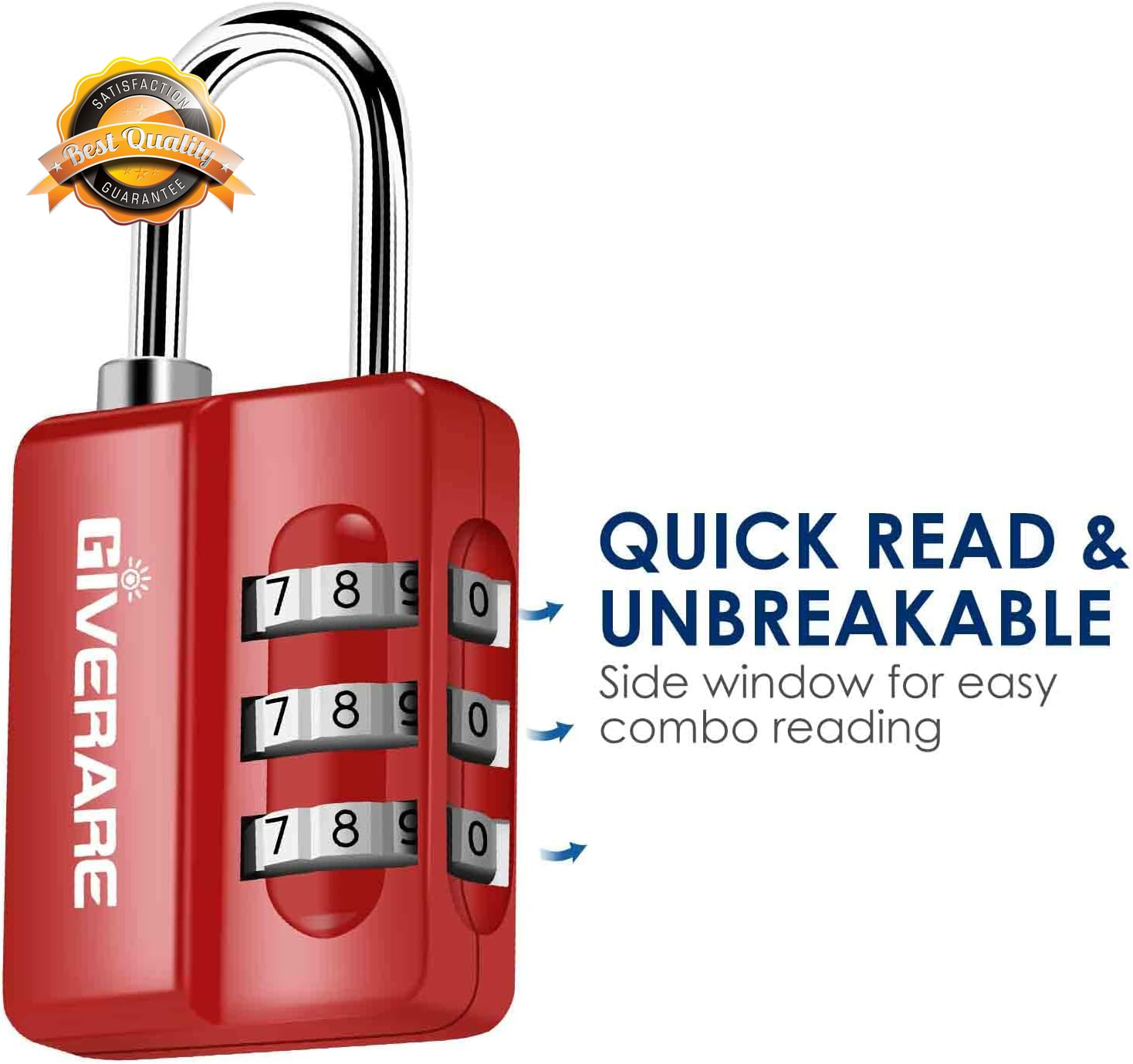 3 Digit Combination Lock 4 Pack Resettable Padlock Luggage Gym Lock Red