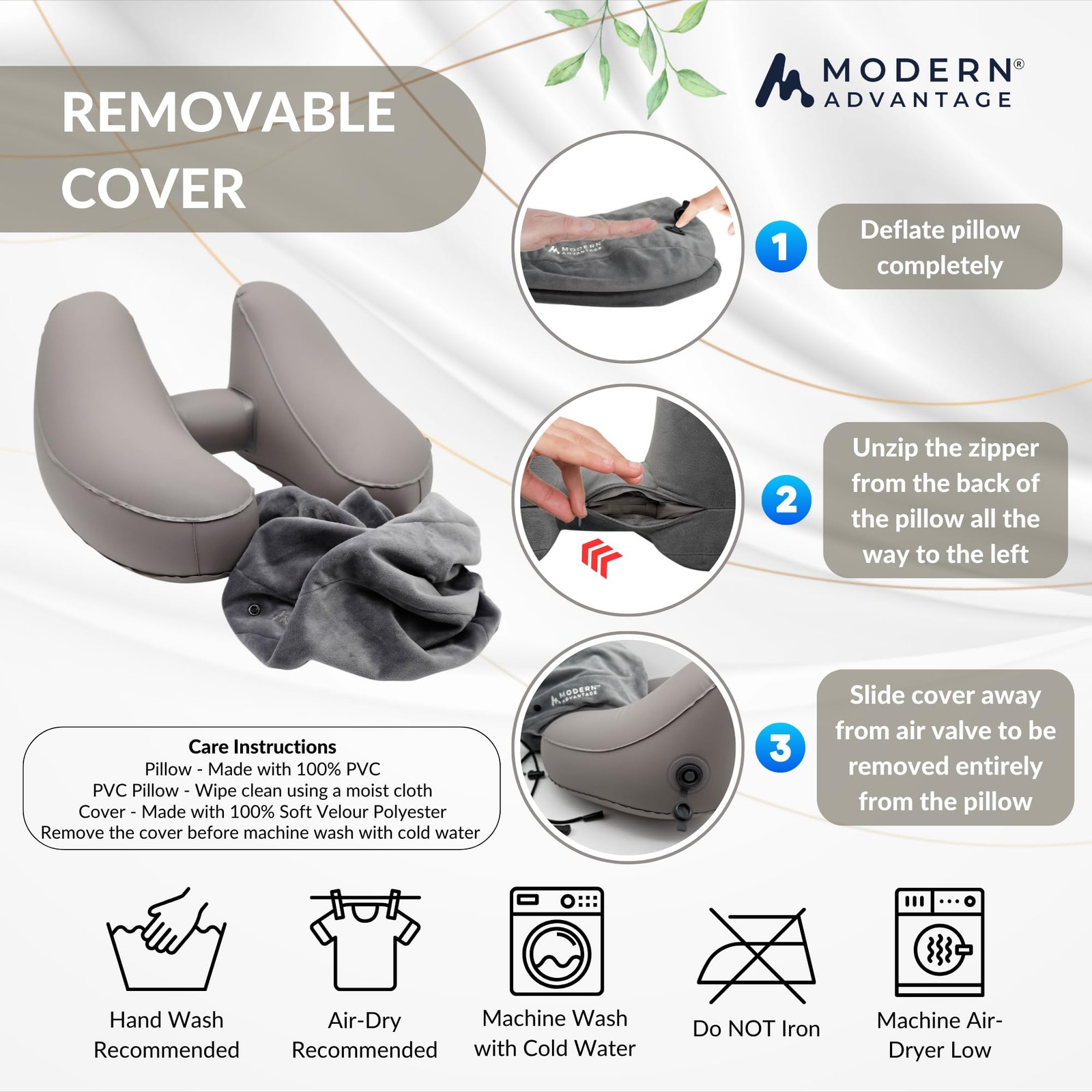 Modern Advantage Inflatable Travel Pillow for Airplanes with Comfort Hood, Ad…