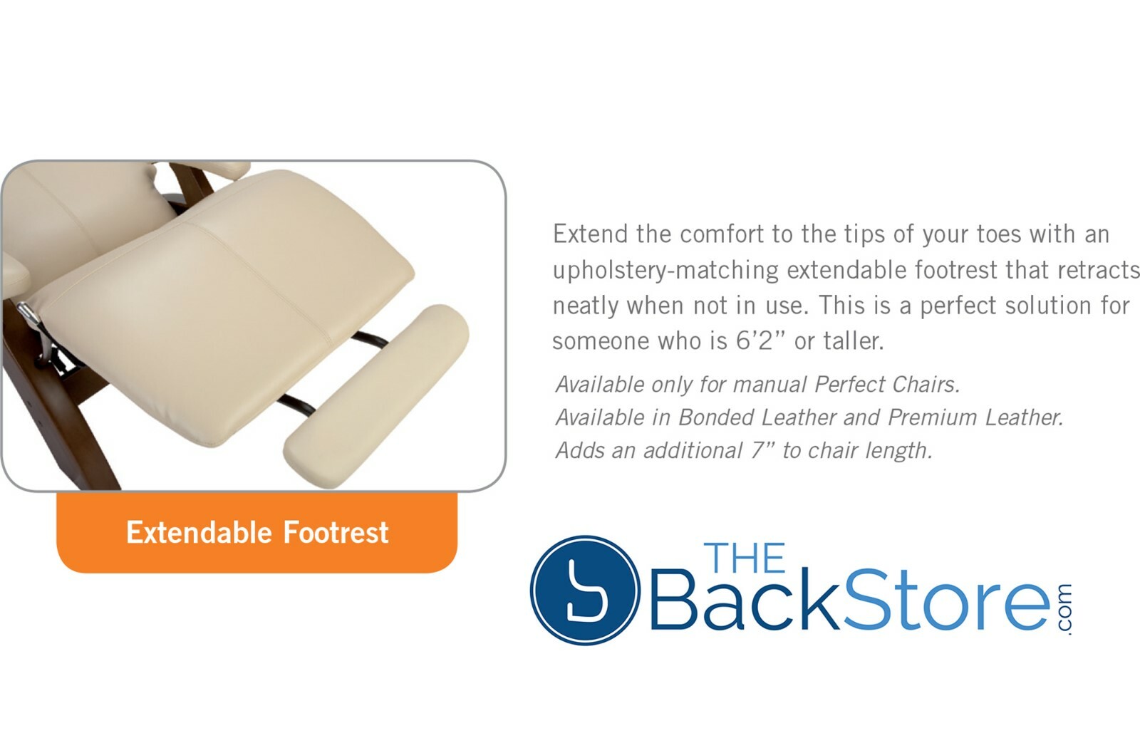 Ivory Leather Human Touch PC-410 / PC-420 Perfect Chair Footrest pad cap cover
