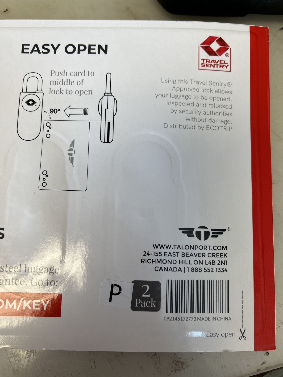 Keyless TSA Approved Luggage Locks with Card Keys & No Combo to Forget (2 Pack)