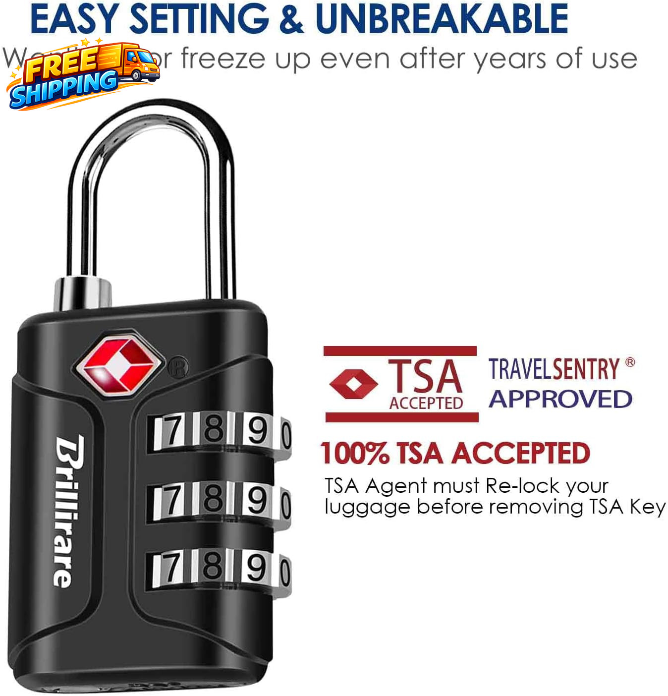 4 Pack TSA Approved Luggage Locks, Combination Travel Padlock, 3-Digit Waterproo