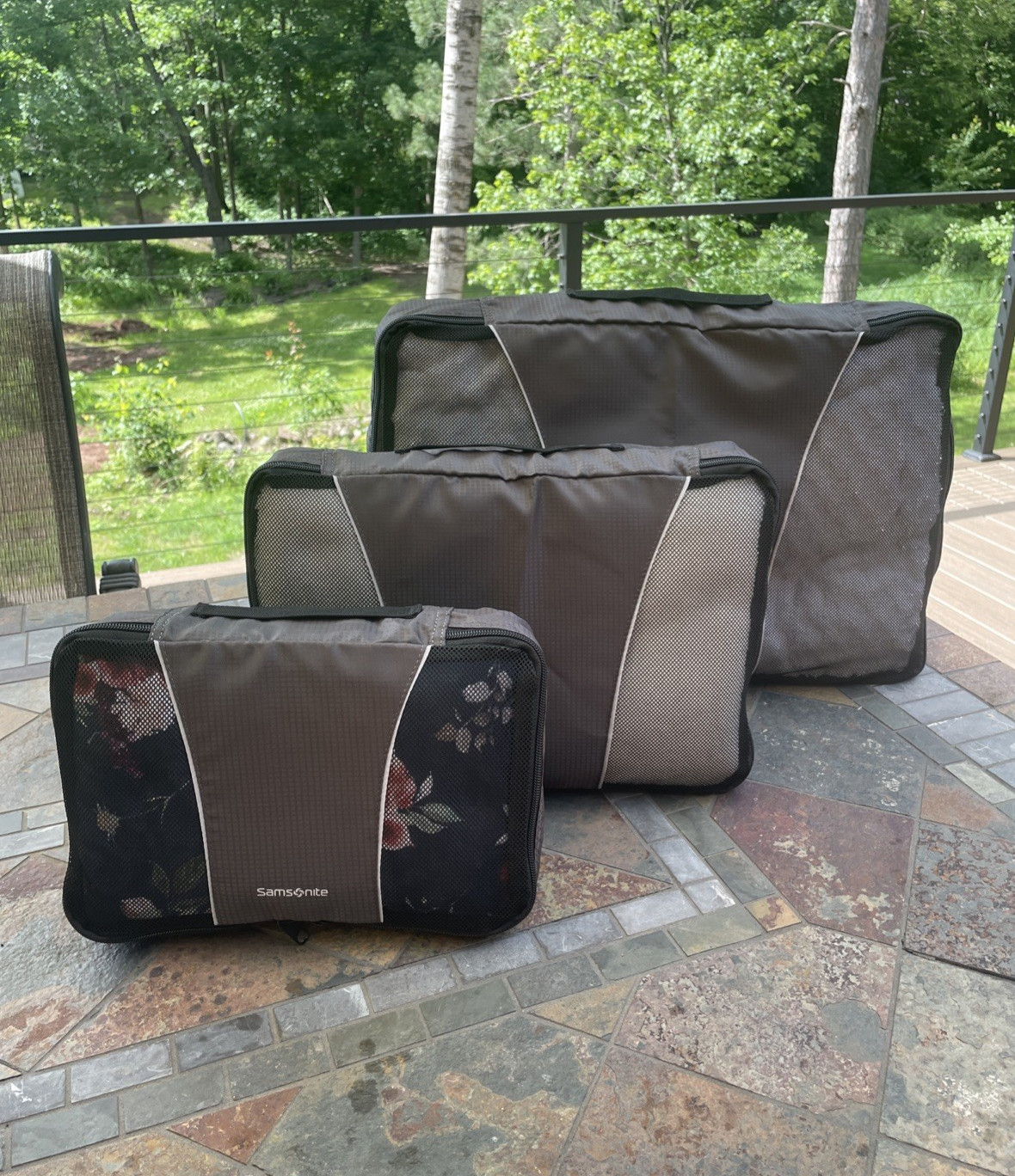 Samsonite Packing Cubes – Set Of 3 – Black & Grey Organizer Travel Storage VGUC