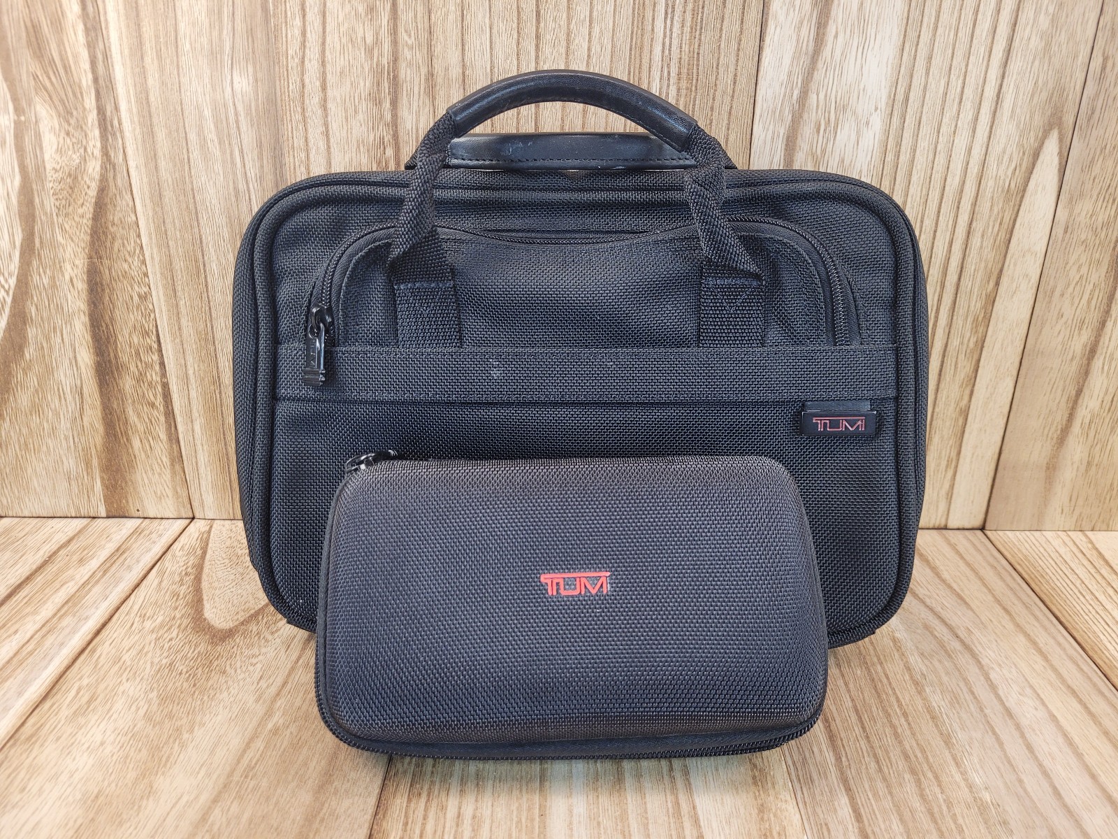 TUMI Small Zippered Bag Accessory & Toiletry Case Travel Set of 2