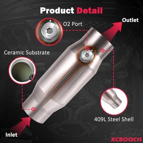Catalytic Converter with O2 Port EPA Compliant, Universal Direct Fit 2.25 in