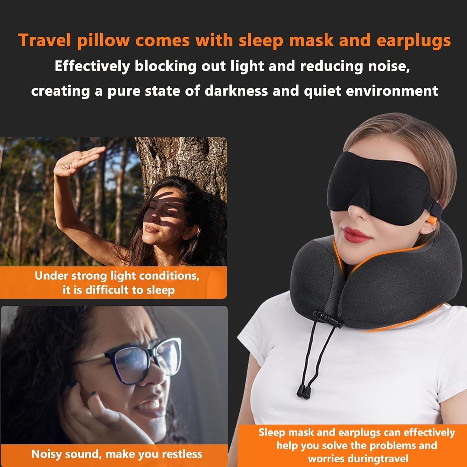 Neck Pillow for Traveling, Upgraded 100% Pure Memory Foam Travel Neck Pillow …
