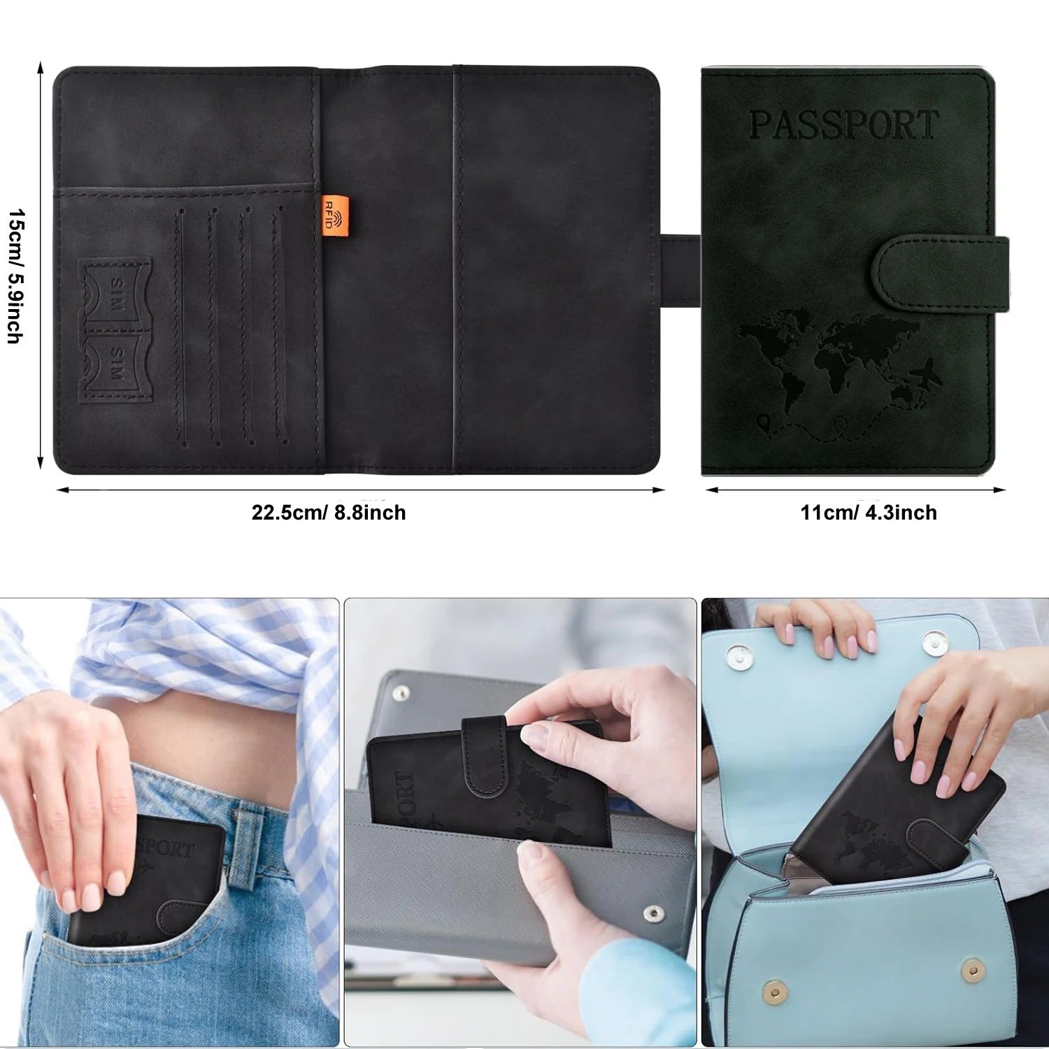 Premium Passport Holder Travel Wallet Case Secure Passport Cover for Women & Men