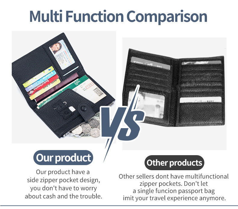 Genuine Leather Passport Cover Travel Wallet Passport Holder RFID Blocking Purse